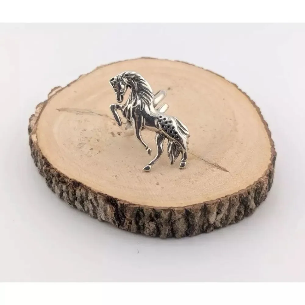 Navajo Sterling Silver Horse‎ Bypass Band Ring Native American Jewelry Sz 12US**